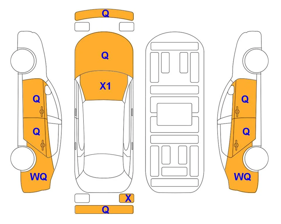 Схема кузова с отметками аукциона Lotte Auto Auction
