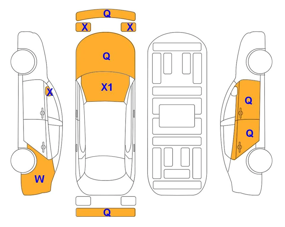 Схема кузова с отметками аукциона Lotte Auto Auction