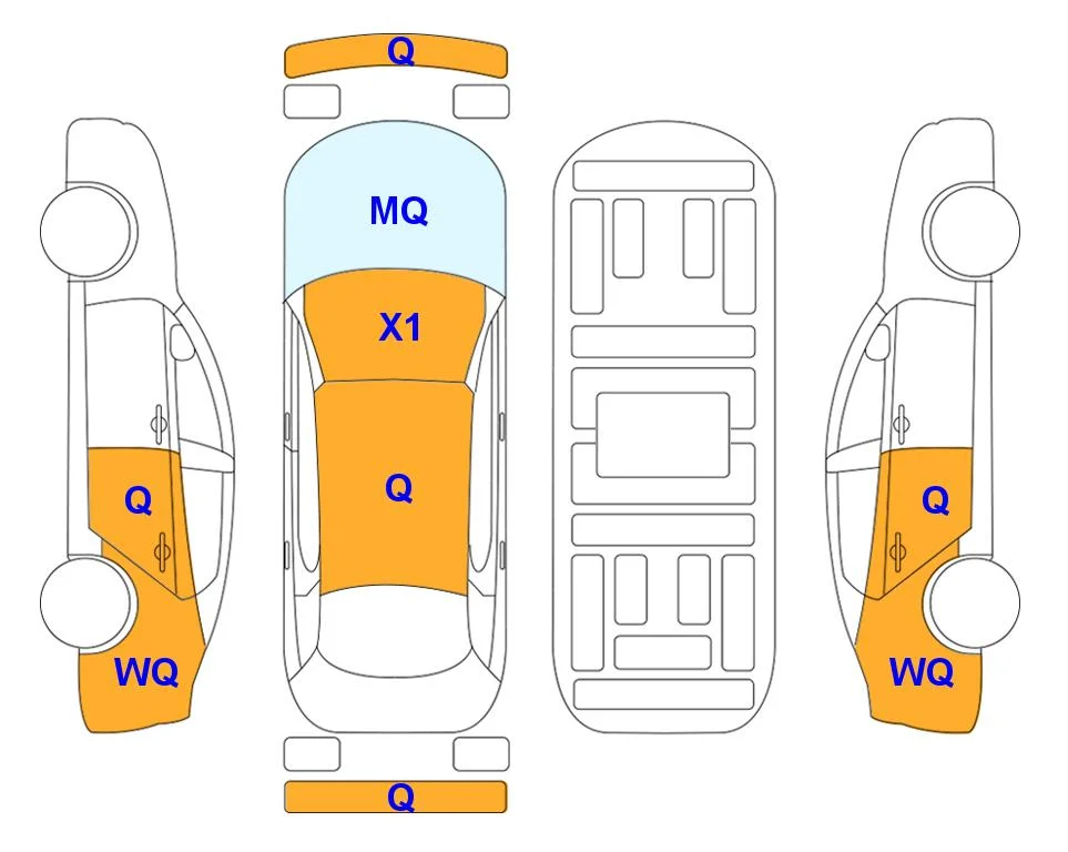 Схема кузова с отметками аукциона Lotte Auto Auction