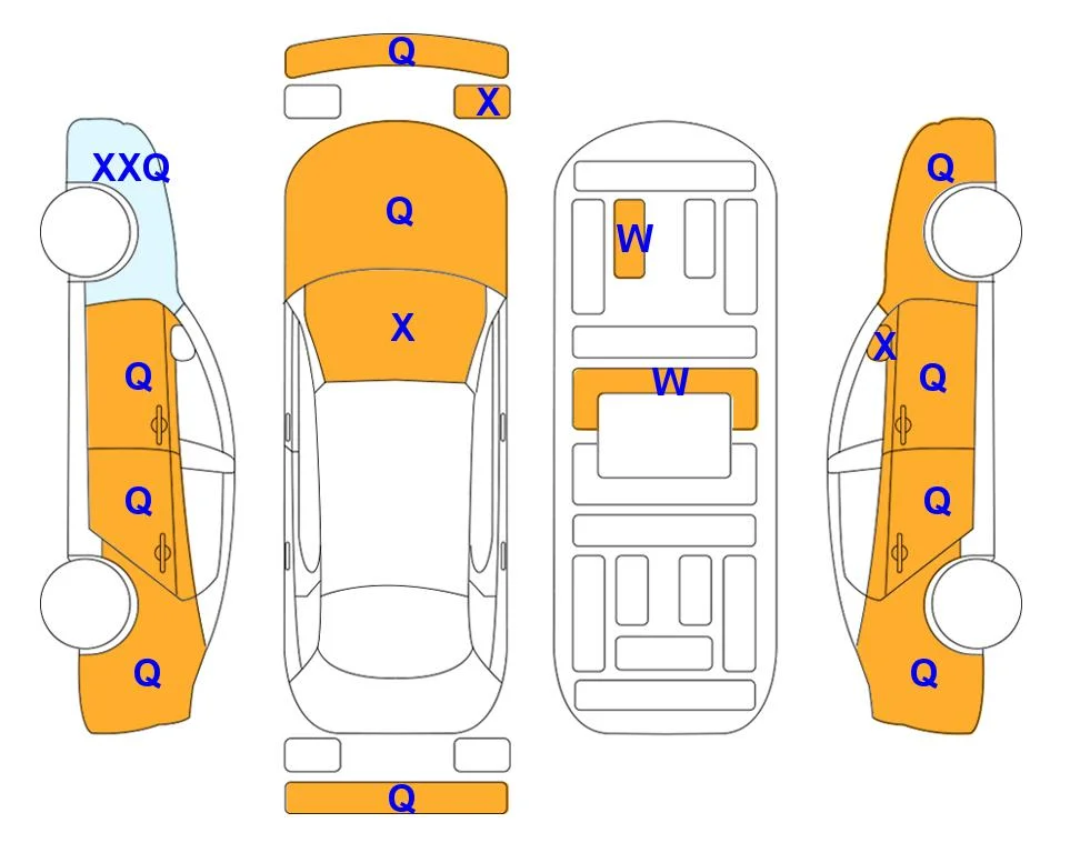 Схема кузова с отметками аукциона Lotte Auto Auction