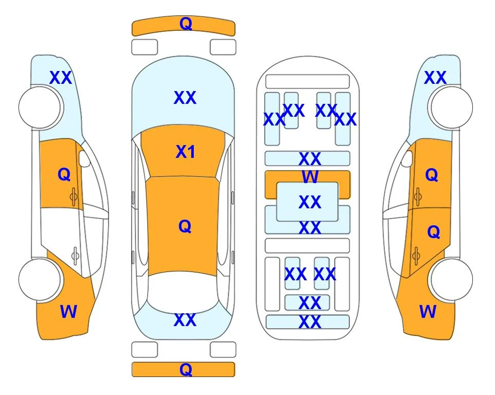 Схема кузова с отметками аукциона Lotte Auto Auction