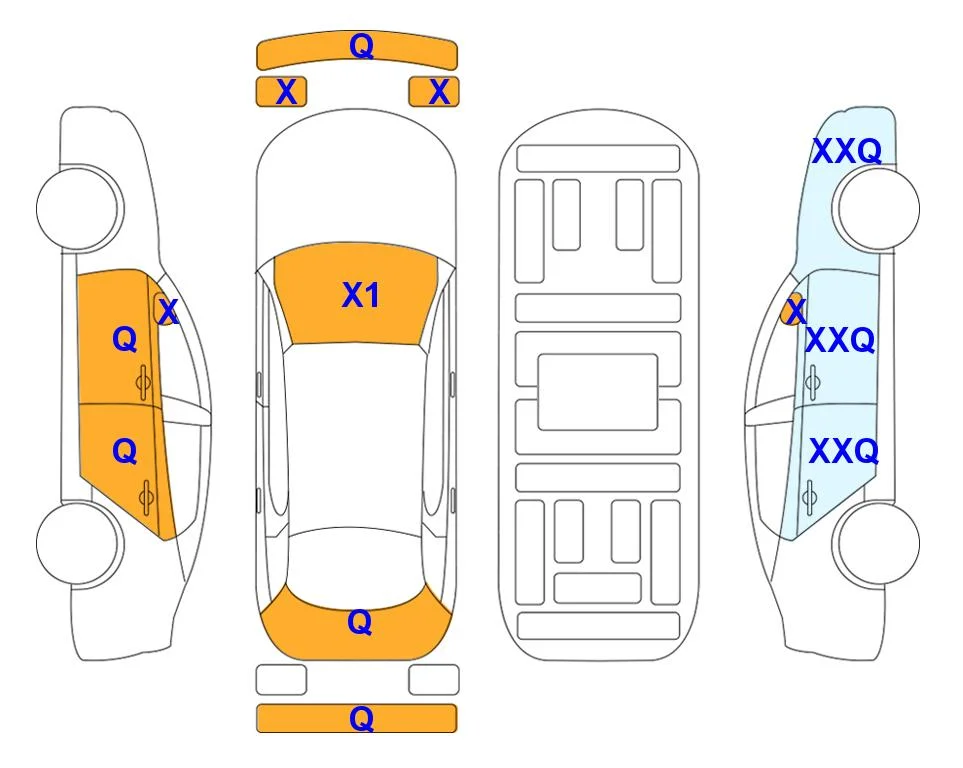 Схема кузова с отметками аукциона Lotte Auto Auction