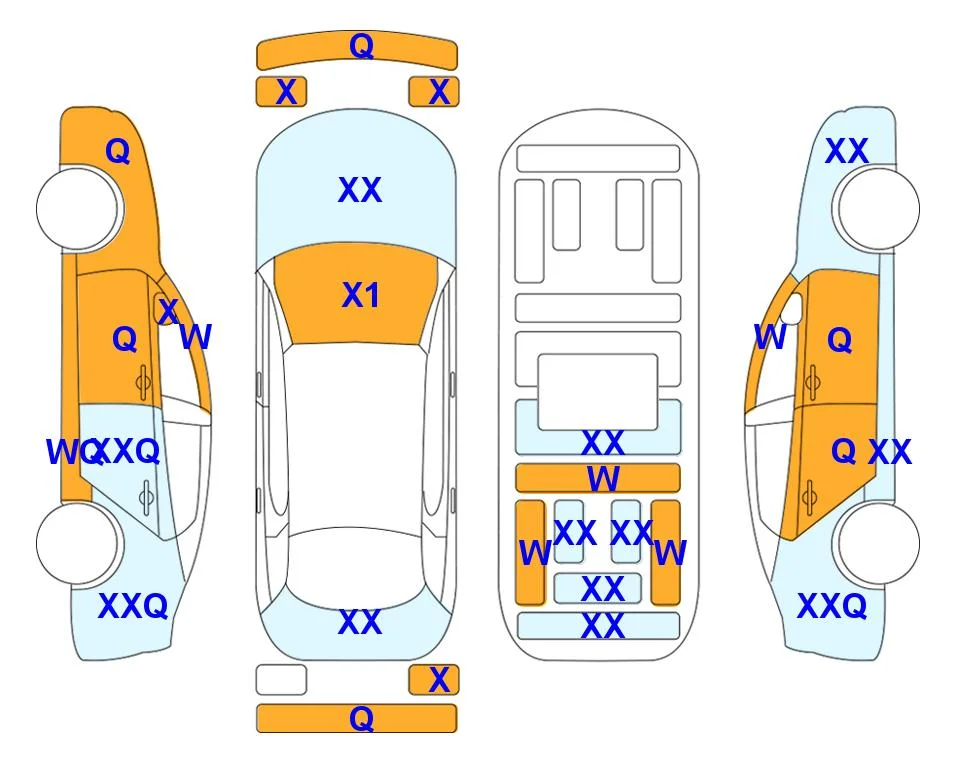 Схема кузова с отметками аукциона Lotte Auto Auction