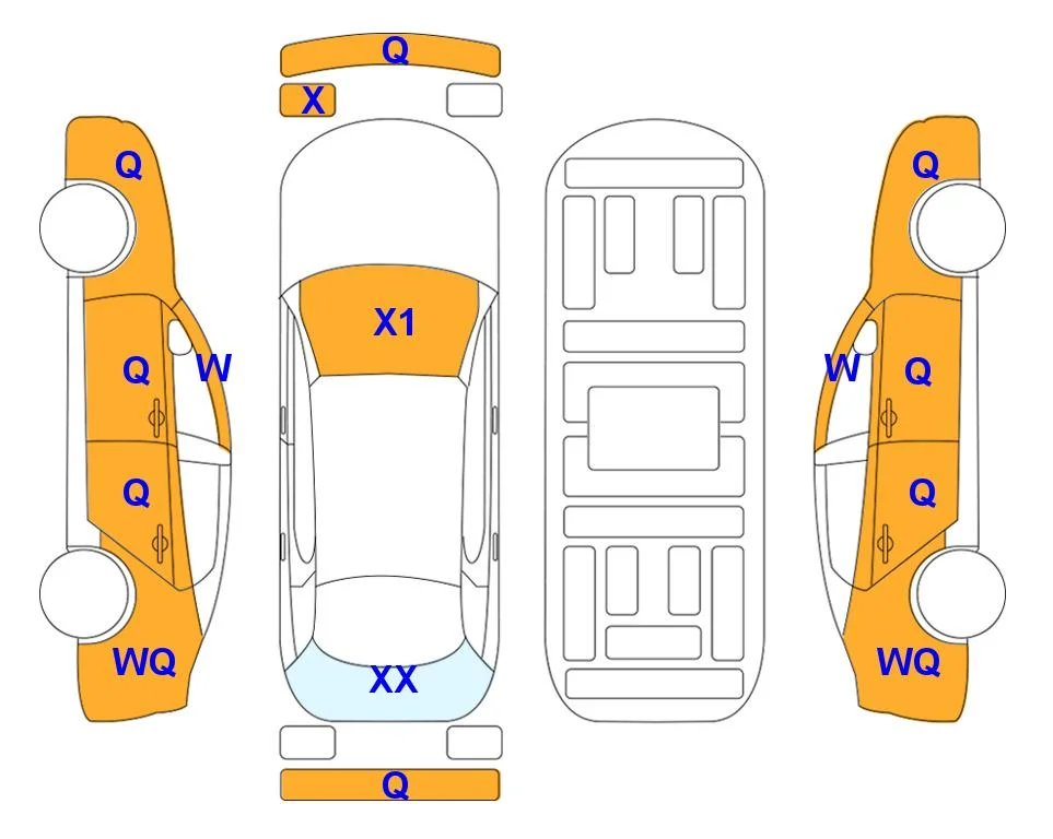 Схема кузова с отметками аукциона Lotte Auto Auction