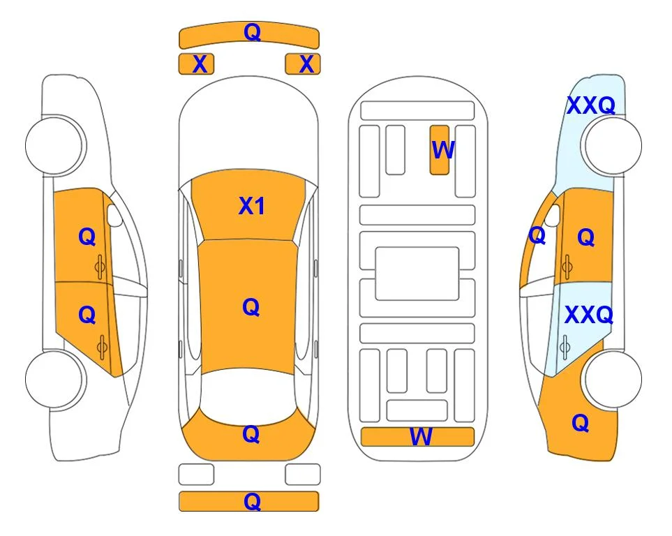 Схема кузова с отметками аукциона Lotte Auto Auction