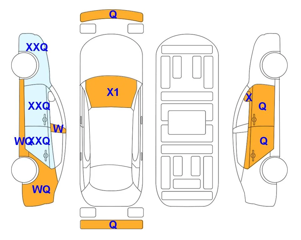 Схема кузова с отметками аукциона Lotte Auto Auction