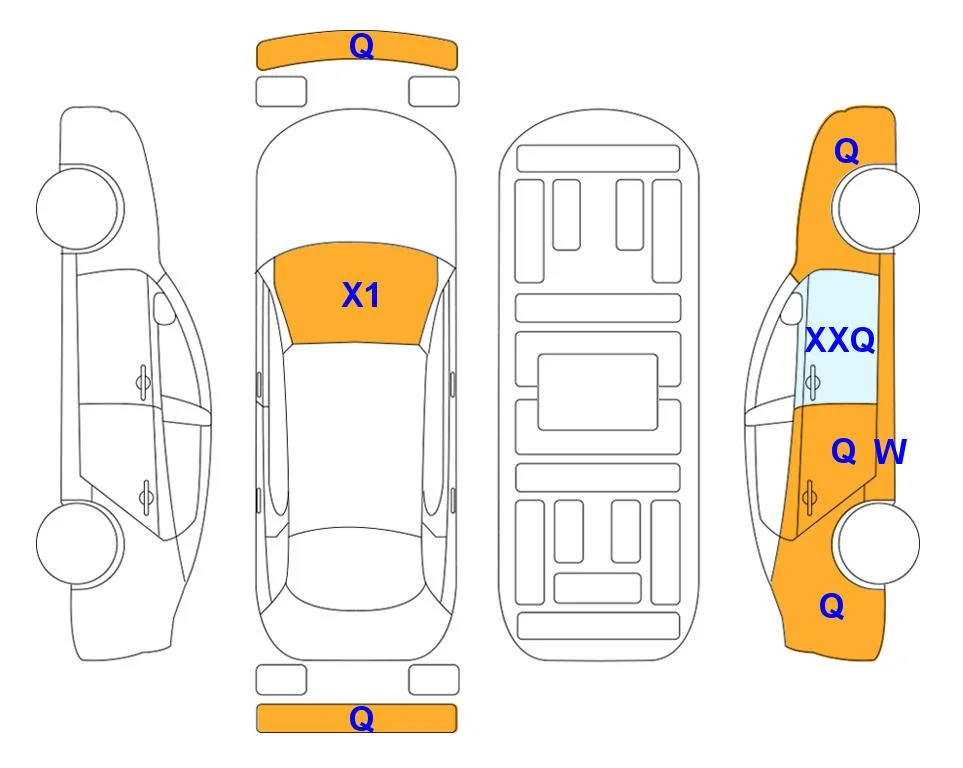 Схема кузова с отметками аукциона Lotte Auto Auction