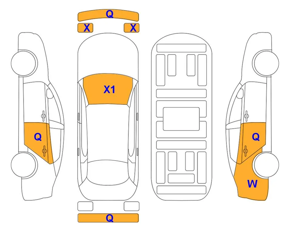 Схема кузова с отметками аукциона Lotte Auto Auction