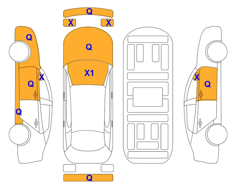 Схема кузова с отметками аукциона Lotte Auto Auction
