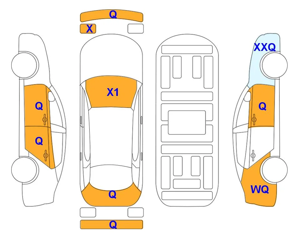 Схема кузова с отметками аукциона Lotte Auto Auction