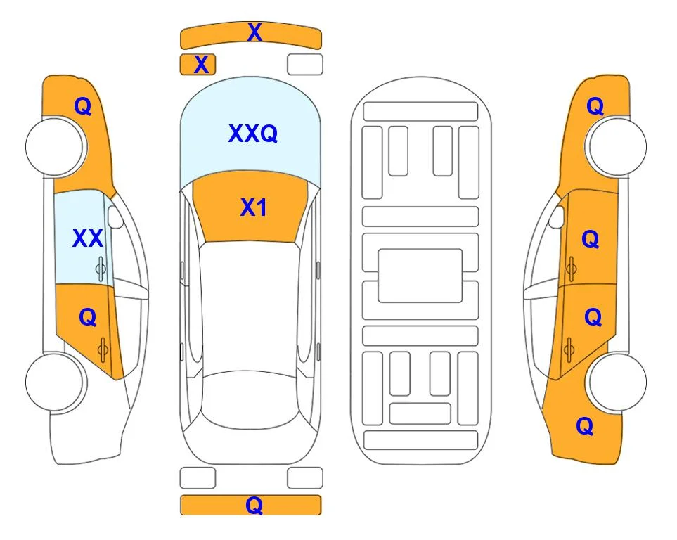 Схема кузова с отметками аукциона Lotte Auto Auction