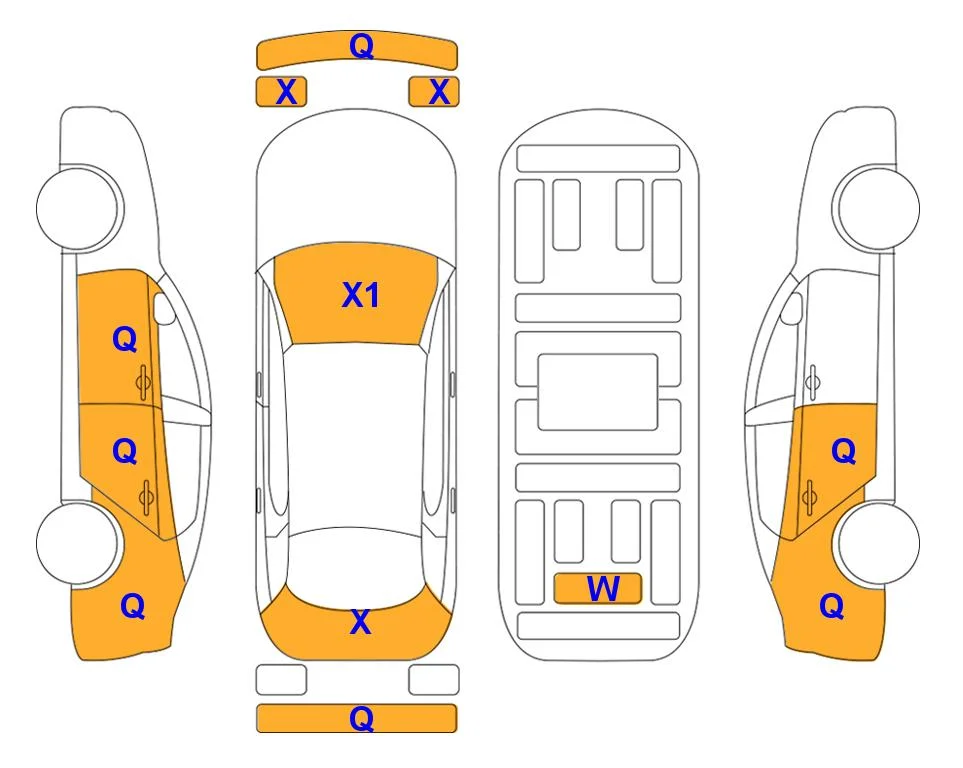 Схема кузова с отметками аукциона Lotte Auto Auction