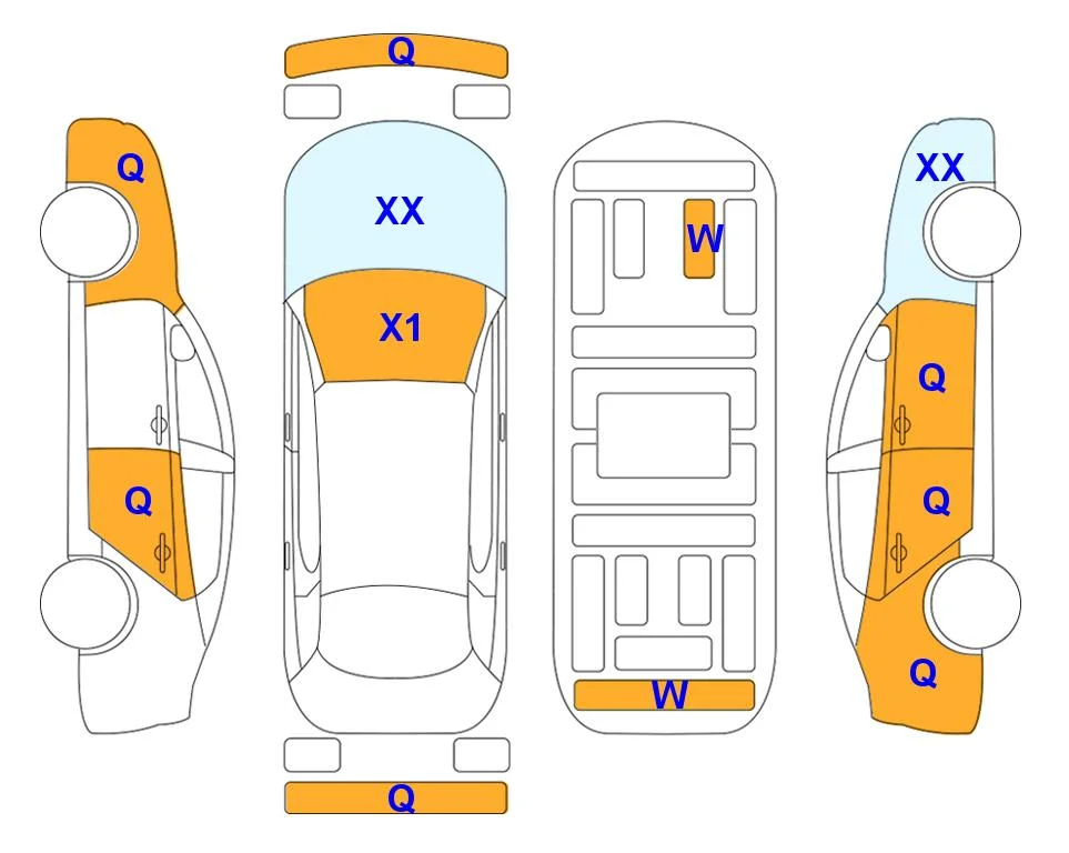 Схема кузова с отметками аукциона Lotte Auto Auction