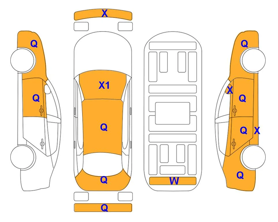 Body diagram with the marks of Lotte Auto Auction
