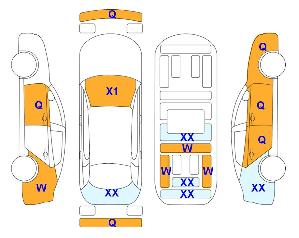 Body diagram with the marks of Lotte Auto Auction