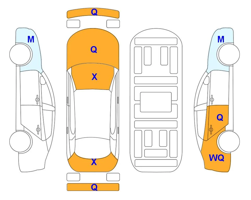 Схема кузова с отметками аукциона Lotte Auto Auction