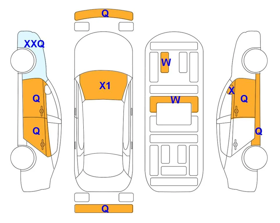 Body diagram with the marks of Lotte Auto Auction