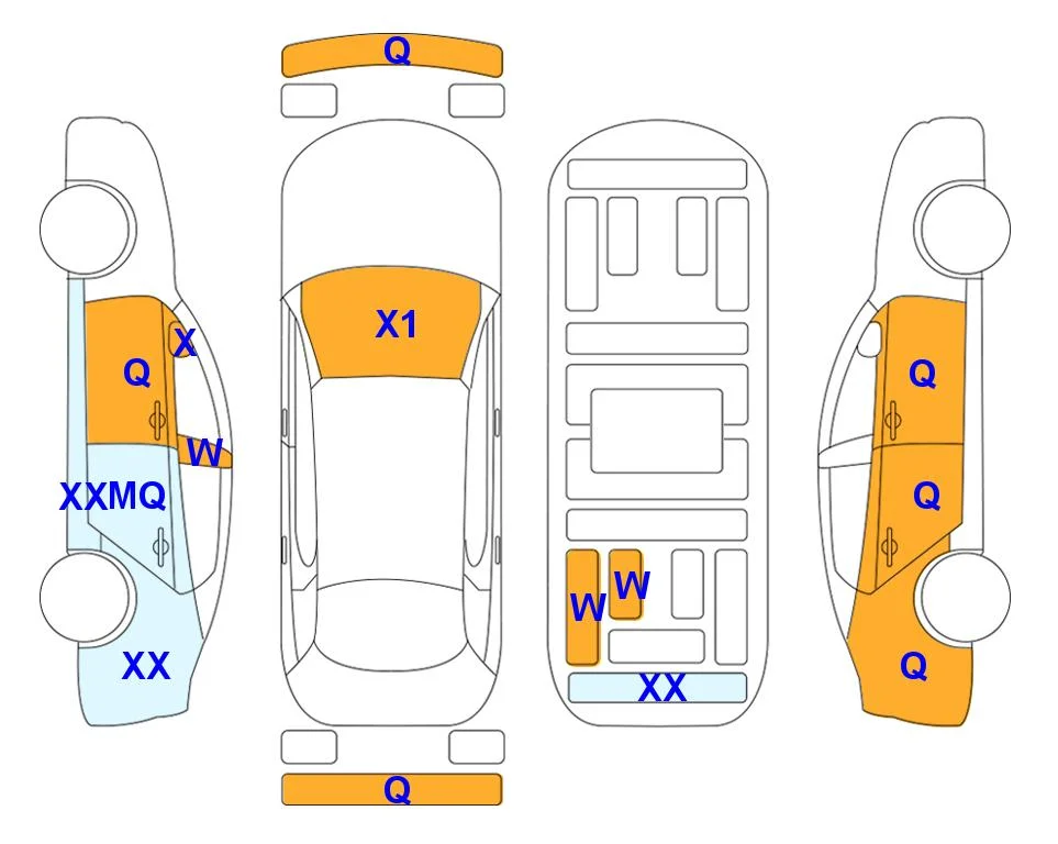 Схема кузова с отметками аукциона Lotte Auto Auction