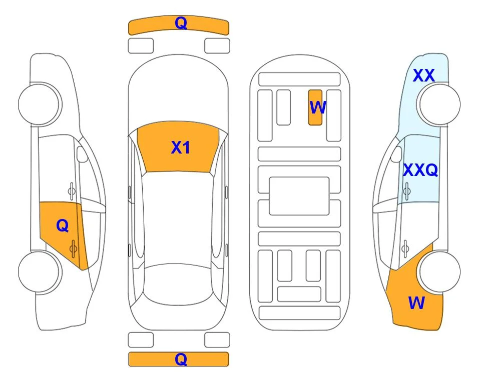 Схема кузова с отметками аукциона Lotte Auto Auction