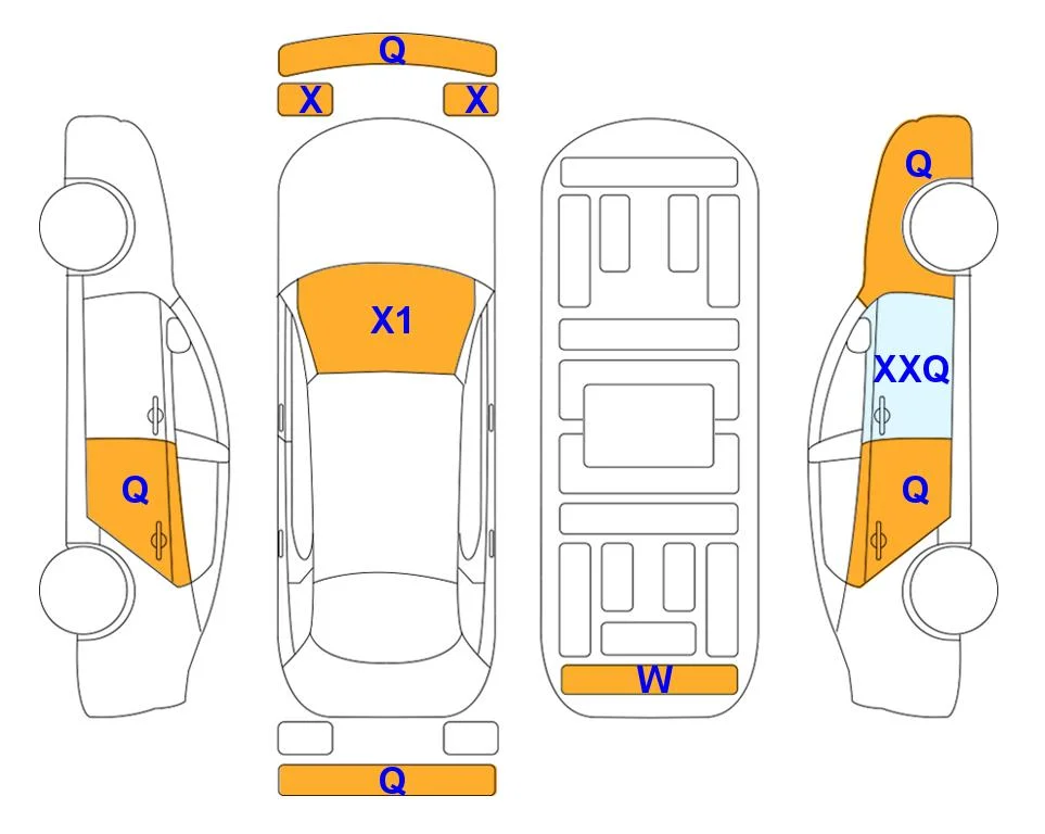 Схема кузова с отметками аукциона Lotte Auto Auction