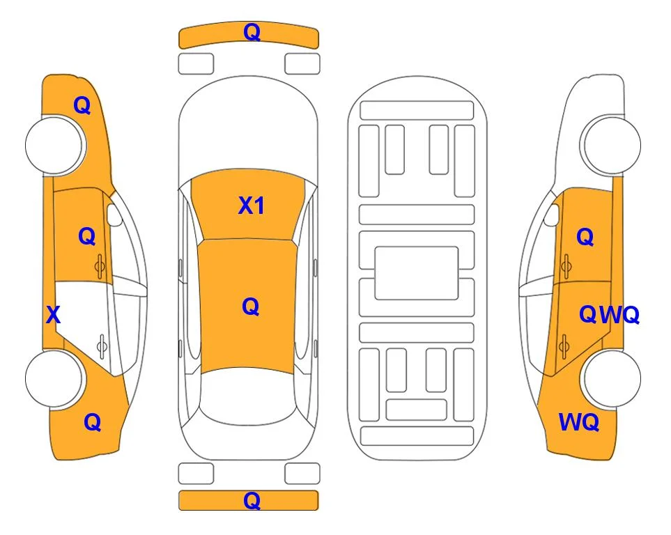 Схема кузова с отметками аукциона Lotte Auto Auction