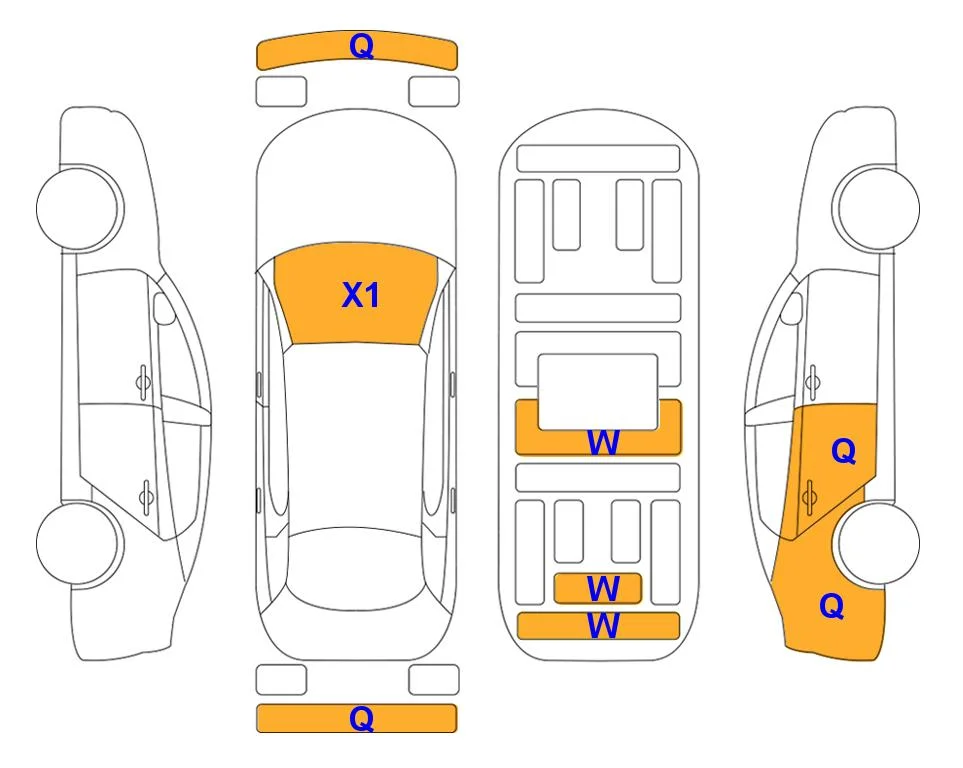 Схема кузова с отметками аукциона Lotte Auto Auction