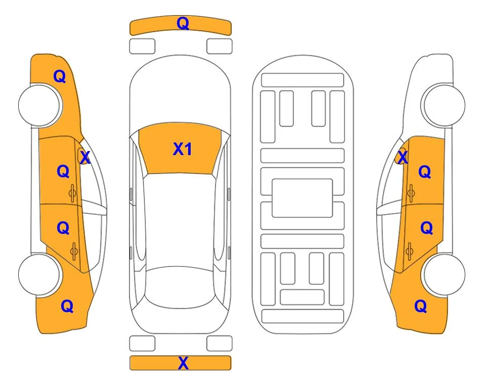 Body diagram with the marks of Lotte Auto Auction
