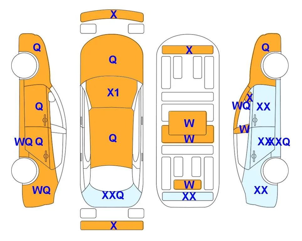Body diagram with the marks of Lotte Auto Auction