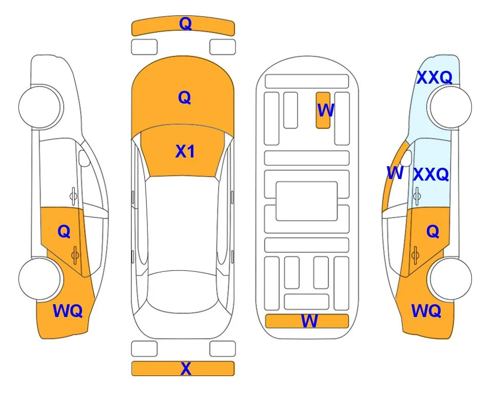 Схема кузова с отметками аукциона Lotte Auto Auction