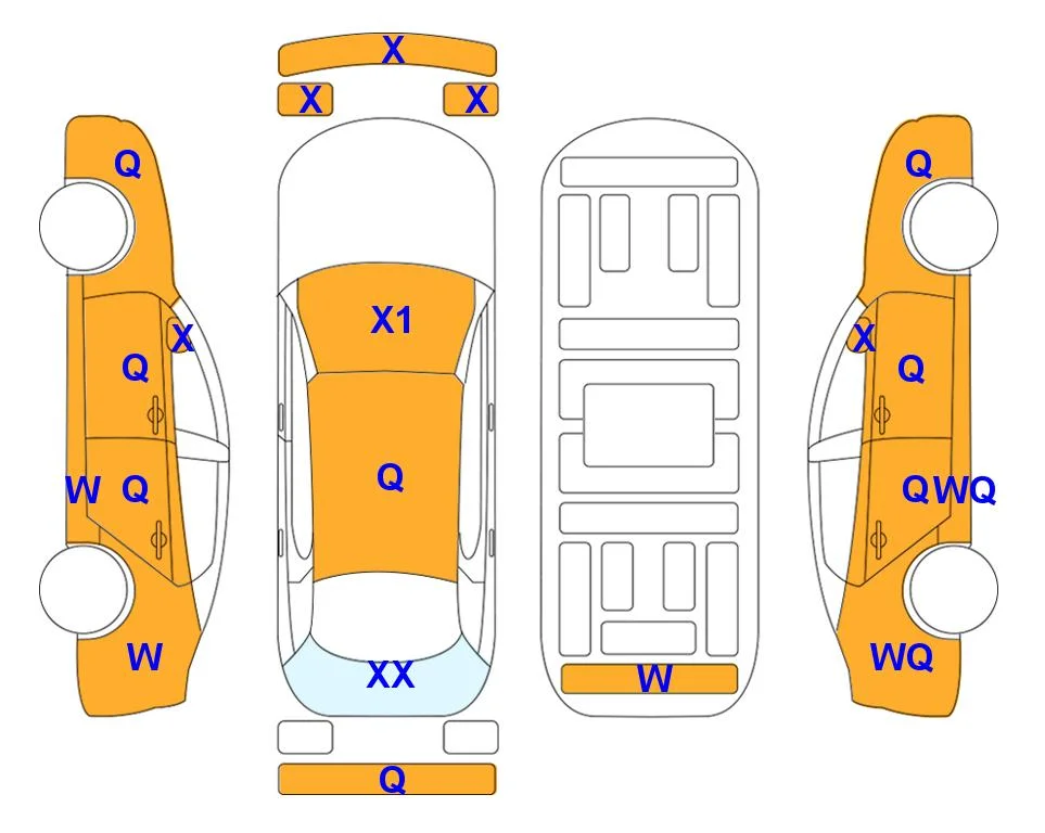 Схема кузова с отметками аукциона Lotte Auto Auction