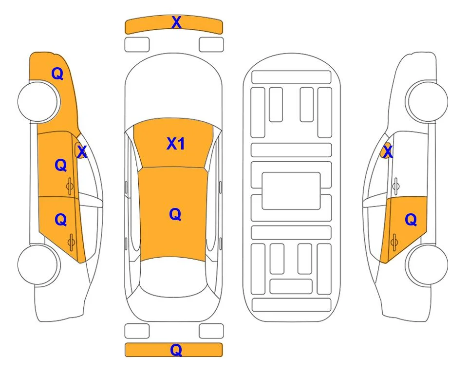 Схема кузова с отметками аукциона Lotte Auto Auction
