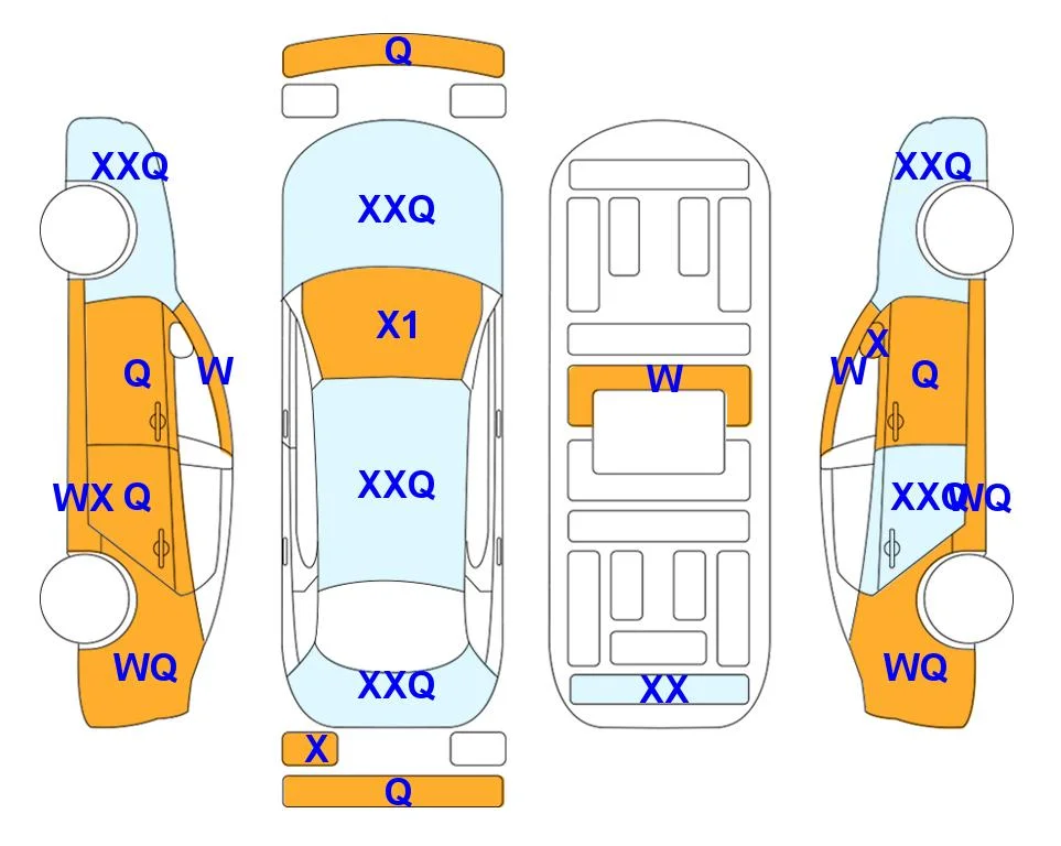 Схема кузова с отметками аукциона Lotte Auto Auction