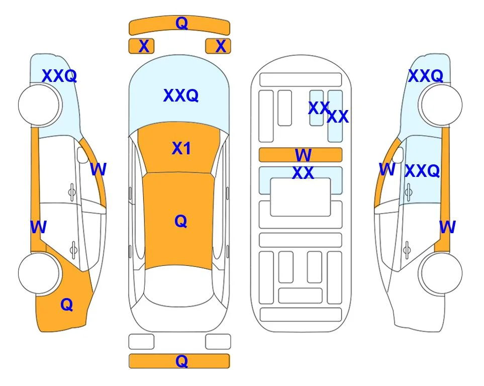 Схема кузова с отметками аукциона Lotte Auto Auction