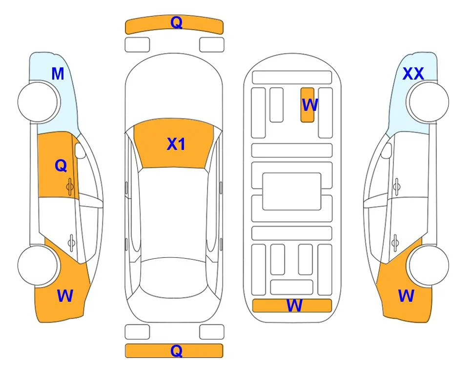 Схема кузова с отметками аукциона Lotte Auto Auction