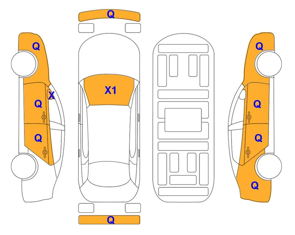 Схема кузова с отметками аукциона Lotte Auto Auction
