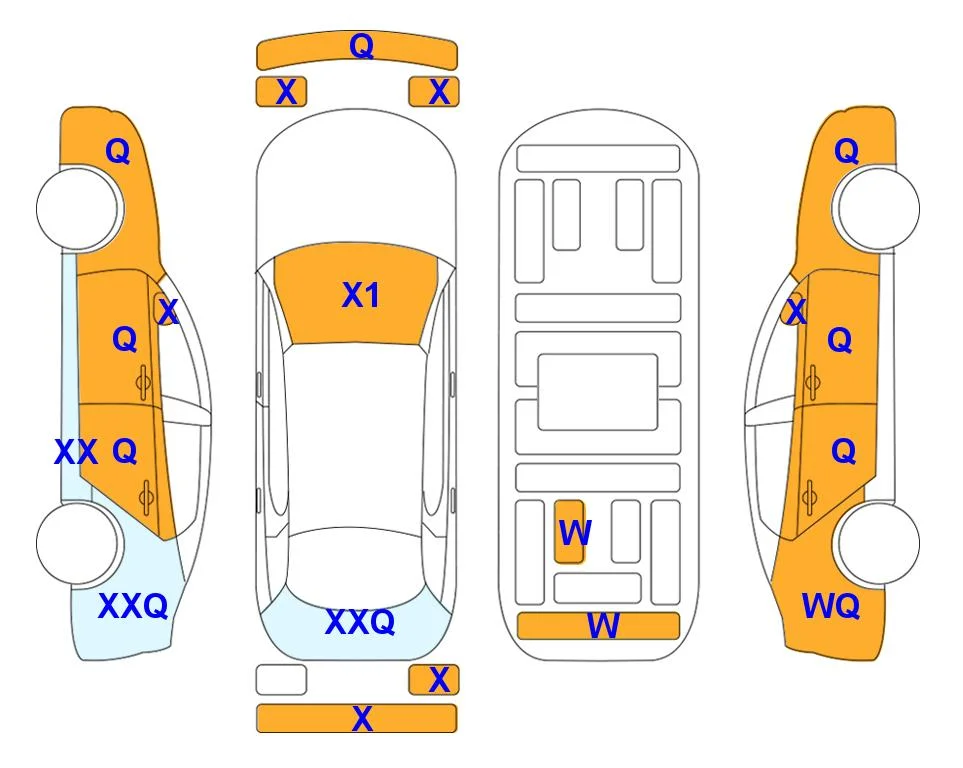 Body diagram with the marks of Lotte Auto Auction