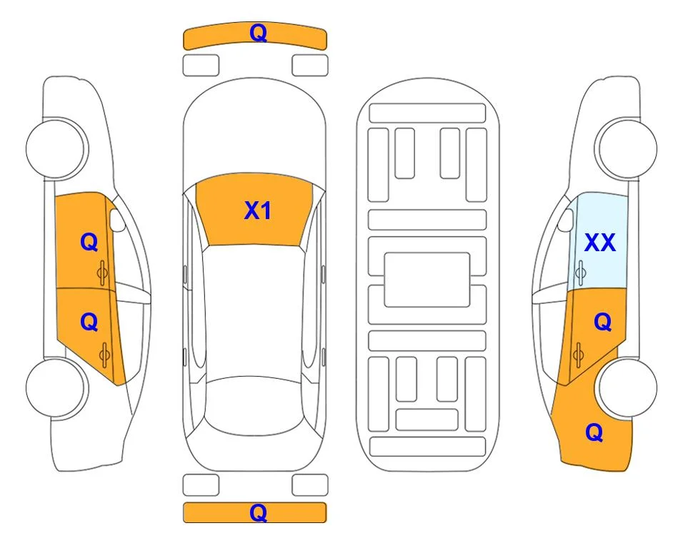 Схема кузова с отметками аукциона Lotte Auto Auction