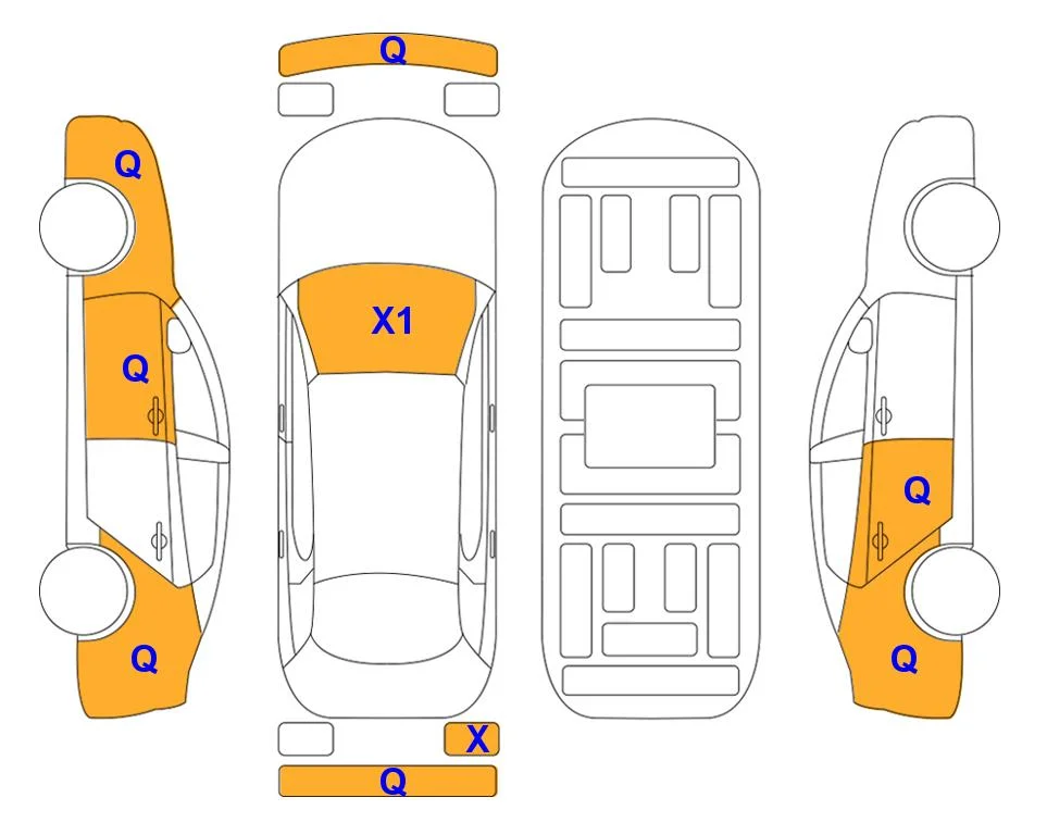 Схема кузова с отметками аукциона Lotte Auto Auction