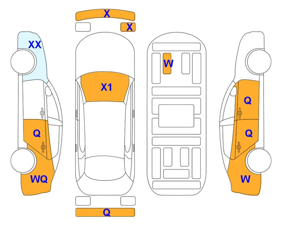 Схема кузова с отметками аукциона Lotte Auto Auction