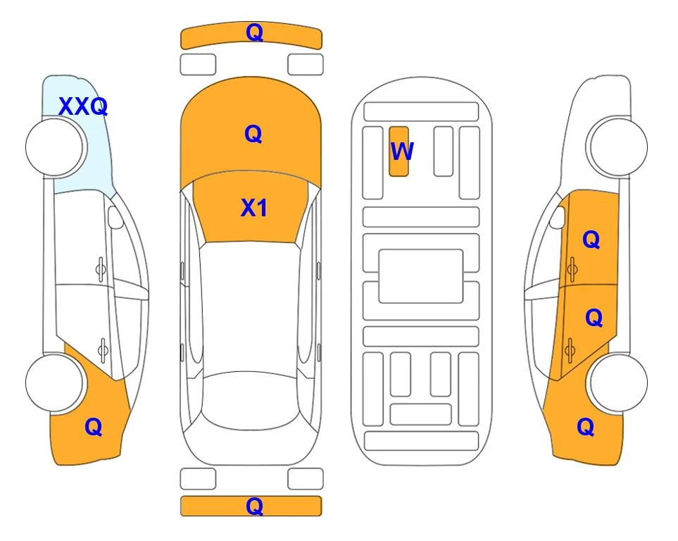 Схема кузова с отметками аукциона Lotte Auto Auction