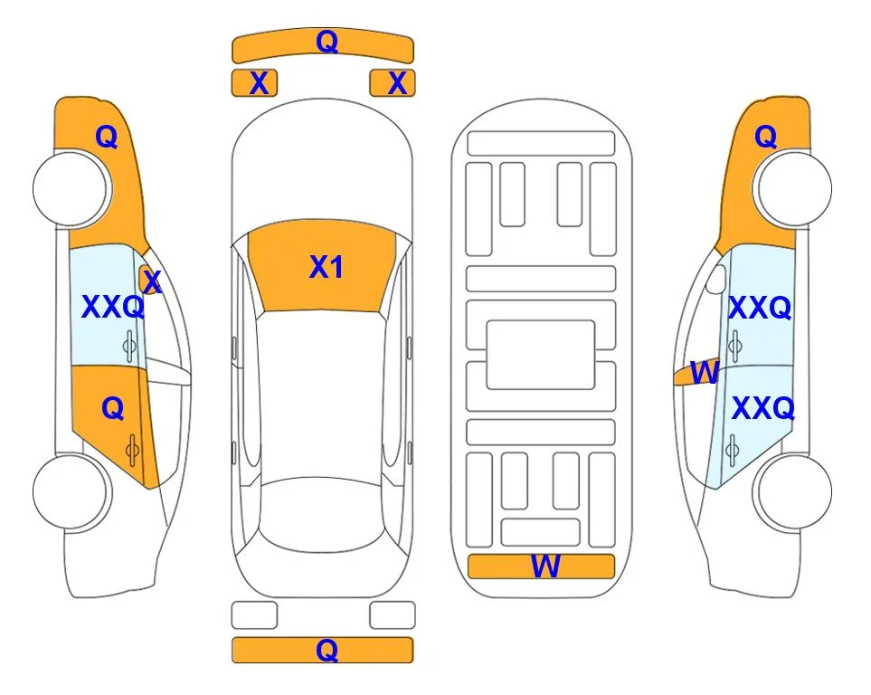 Схема кузова с отметками аукциона Lotte Auto Auction