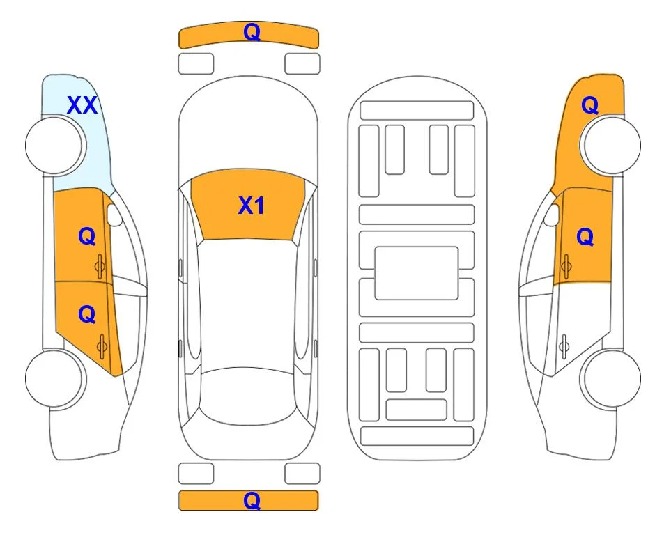 Схема кузова с отметками аукциона Lotte Auto Auction