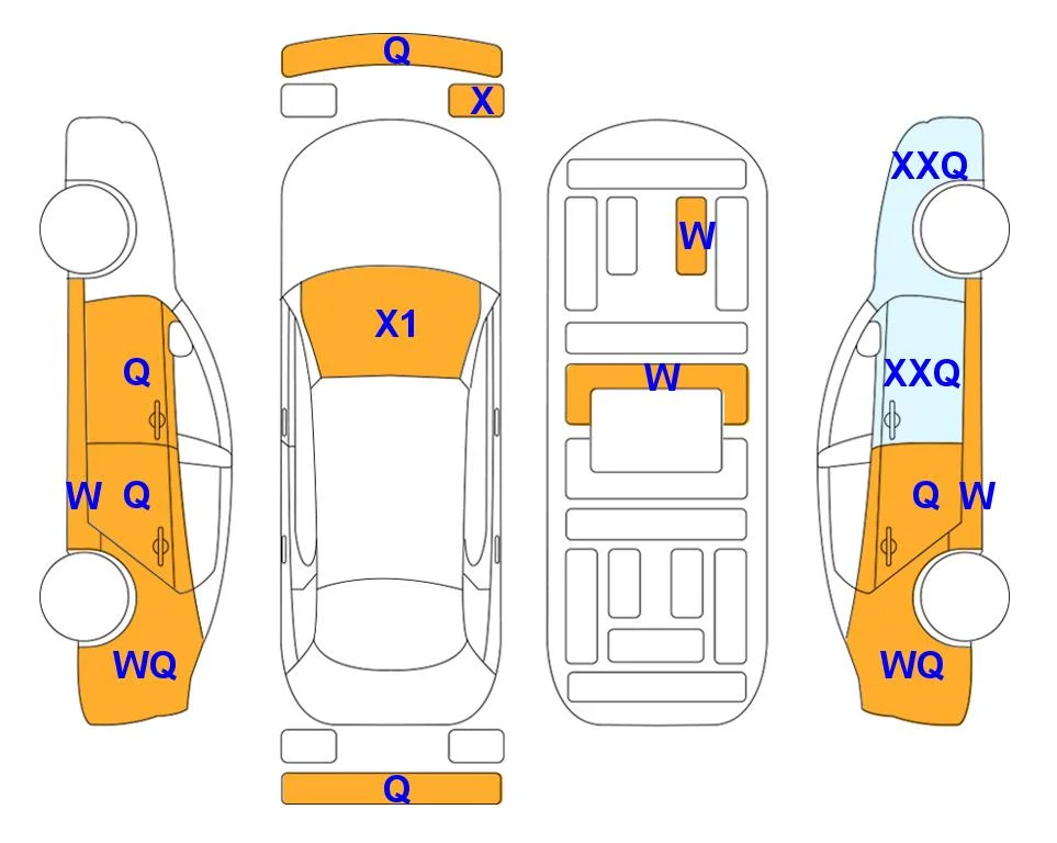 Схема кузова с отметками аукциона Lotte Auto Auction