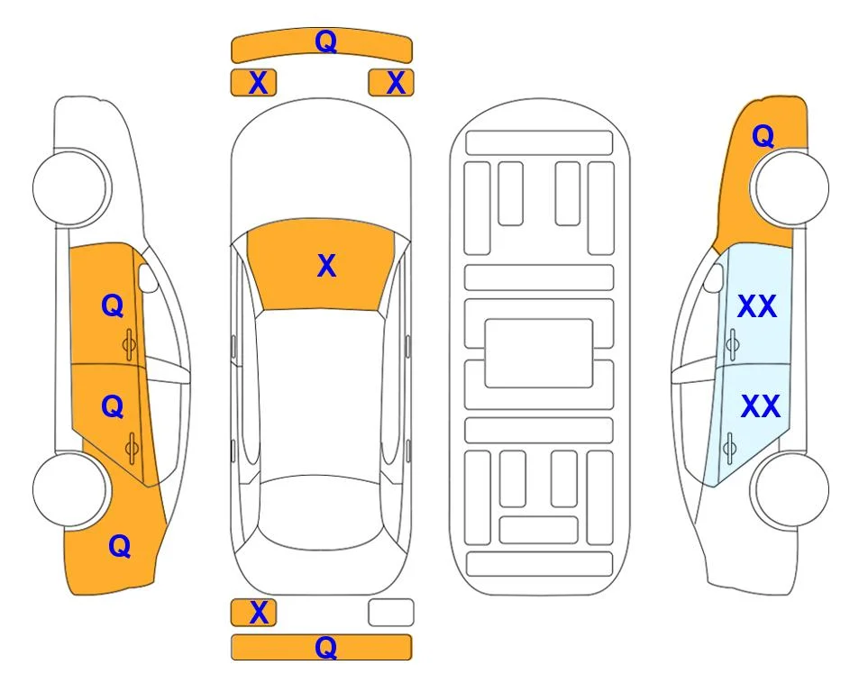 Схема кузова с отметками аукциона Lotte Auto Auction
