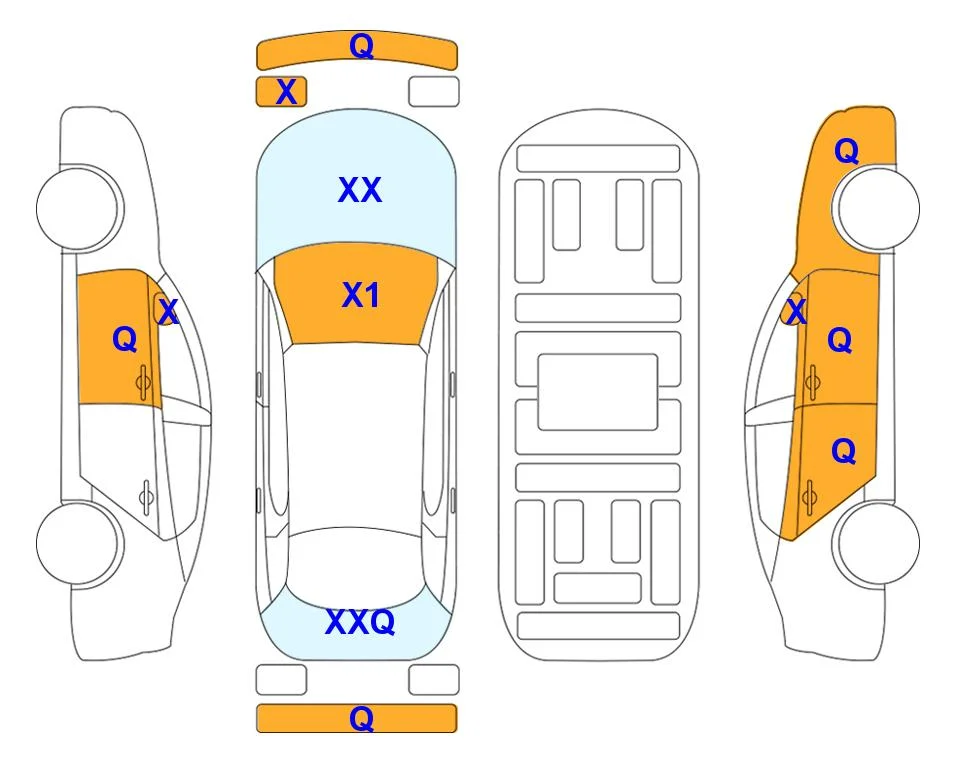 Схема кузова с отметками аукциона Lotte Auto Auction