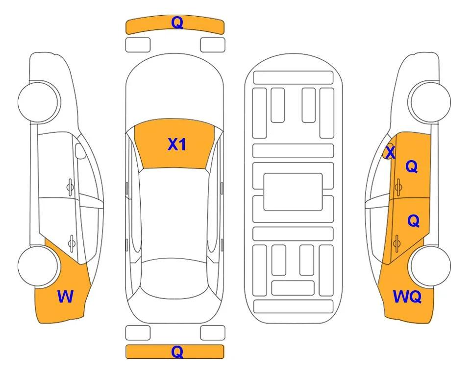 Схема кузова с отметками аукциона Lotte Auto Auction