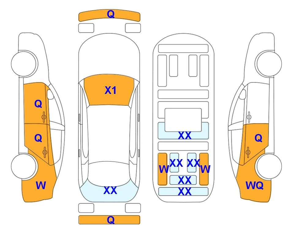 Схема кузова с отметками аукциона Lotte Auto Auction