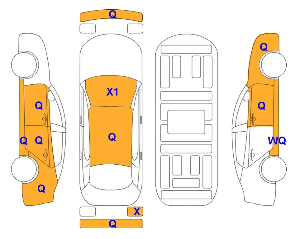 Схема кузова с отметками аукциона Lotte Auto Auction