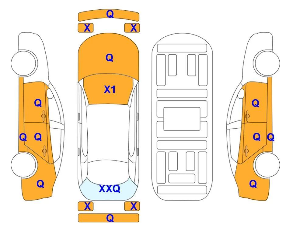 Схема кузова с отметками аукциона Lotte Auto Auction