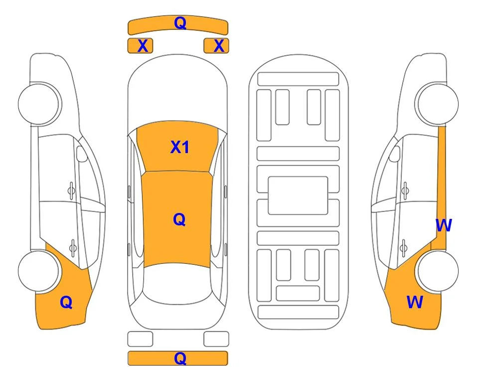 Схема кузова с отметками аукциона Lotte Auto Auction